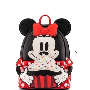 Disney Loungefly Mouse Black & Red Kids Mini Backpack with Cupcake